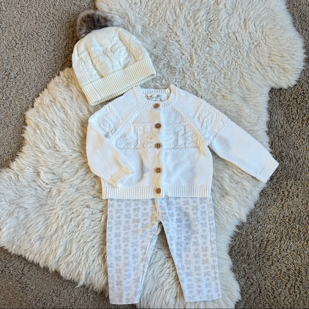 3-pc Sweater Outfit w/ Hat | 0-3 mo | Max Studio